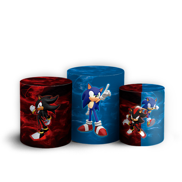 Capas Trio Cilindro Sublimado Vest Facil - Sonic Shadow