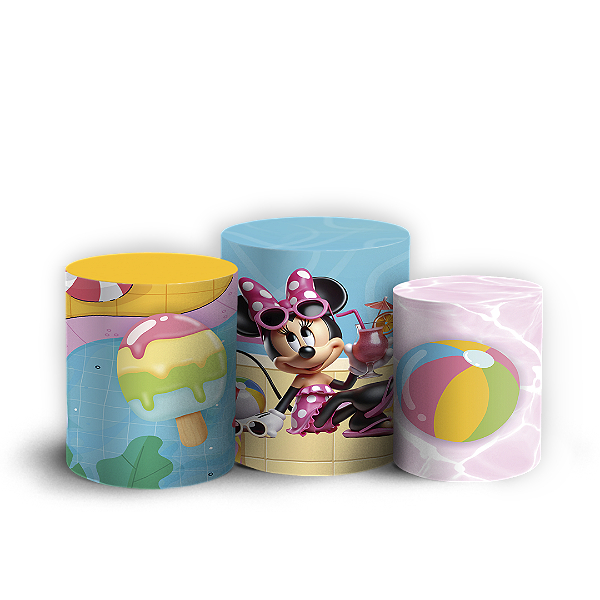 Capas Trio Cilindro Sublimado Vest Facil - Minnie Pool Party