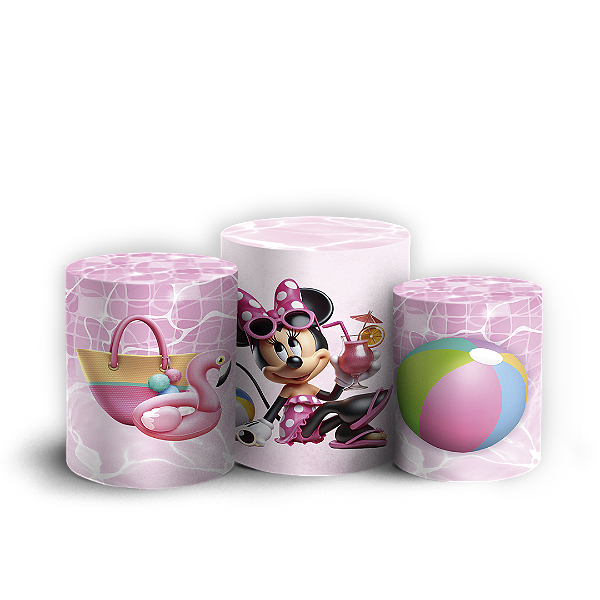 Capas Trio Cilindro Sublimado Vest Facil - Minnie Pool Party