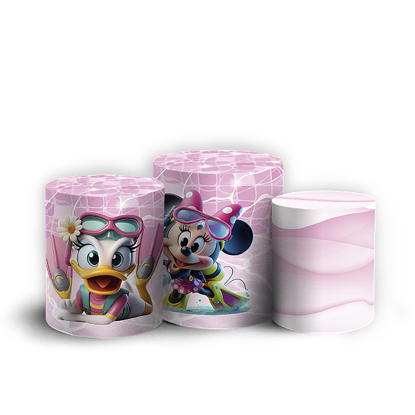 Capas Trio Cilindro Sublimado Vest Facil - Minnie Pool Party