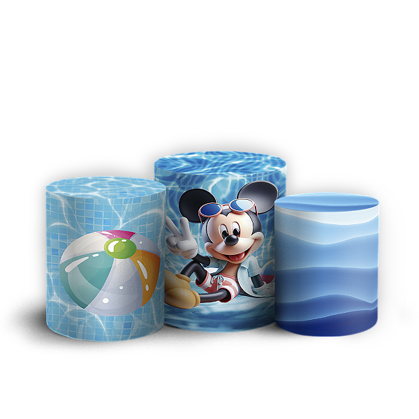 Capas Trio Cilindro Sublimado Vest Facil - Mickey Pool Party