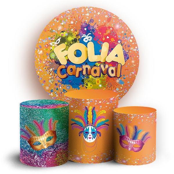 Capas Painel Redondo e Trio Cilindro Sublimado - Carnaval