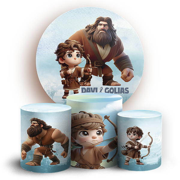 KIT Redondo e Trio - Religioso Davi E Golias - Sublimado 3D