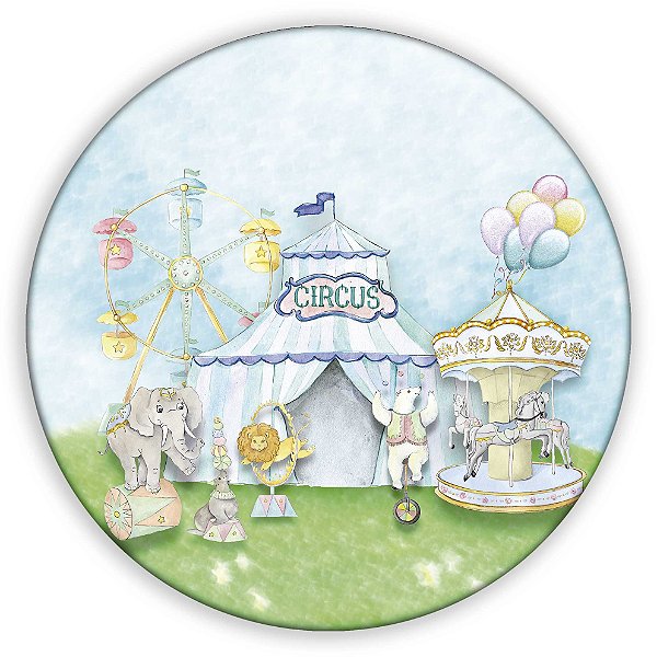 Capa Mini Painel Sublimado - Circo Aquarela Azul