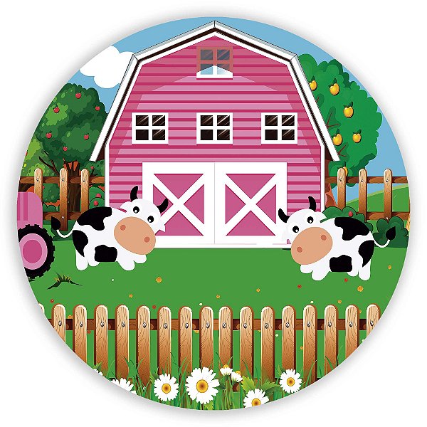 Mini Painel - Fazendinha Rosa - Sublimado 3D