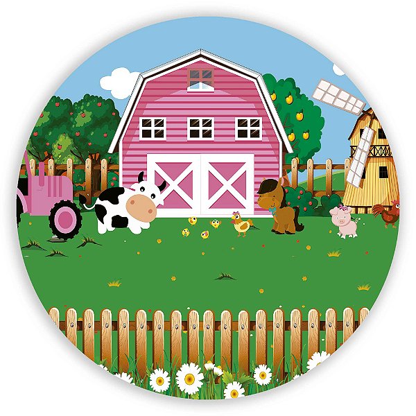 Mini Painel - Fazendinha Rosa - Sublimado 3D