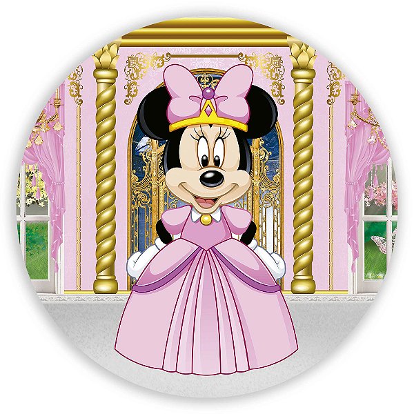 Mini Painel - Minnie Realeza Rosa - Sublimado 3D