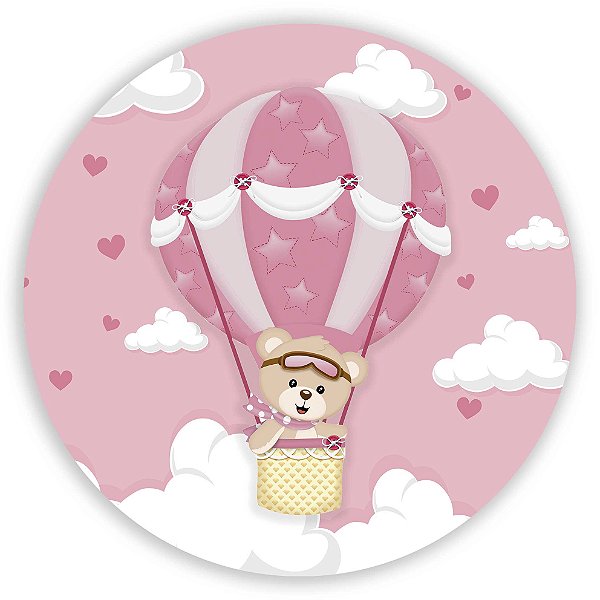 Mini Painel - Ursinha Baloeira Rosa - Sublimado 3D