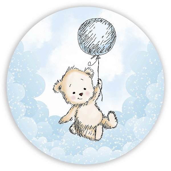 Mini Painel - Ursinho Balao Azul - Sublimado 3D