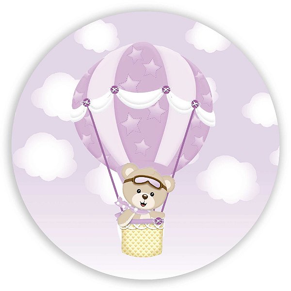 Mini Painel - Ursinho Balao Rosa - Sublimado 3D