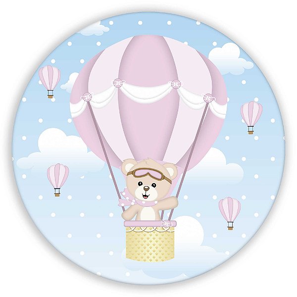 Mini Painel - Ursinho Balao Rosa - Sublimado 3D