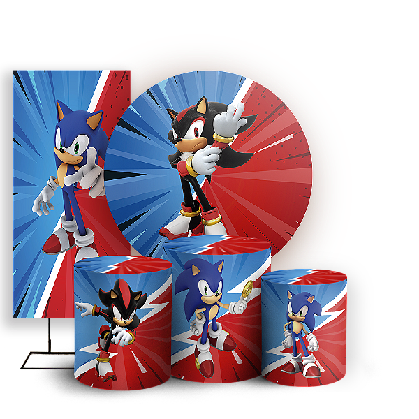 KIT Redondo Trio e Faixa - Sonic Shadow - Sublimado 3D
