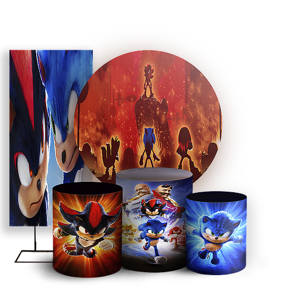 KIT Redondo Trio e Faixa - Sonic Shadow - Sublimado 3D