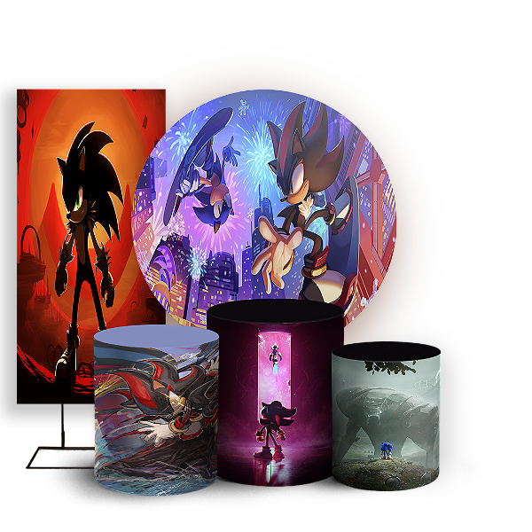 KIT Redondo Trio e Faixa - Sonic Shadow - Sublimado 3D