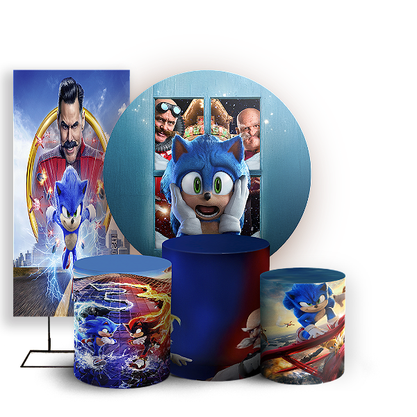 KIT Redondo Trio e Faixa - Sonic - Sublimado 3D