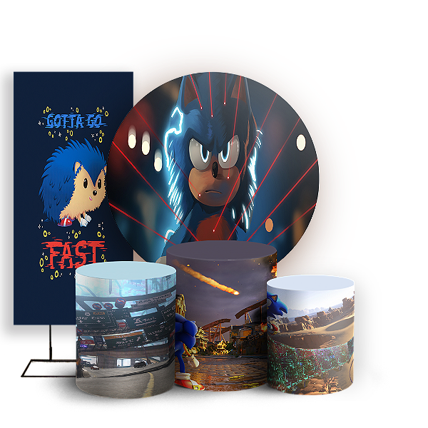 KIT Redondo Trio e Faixa - Sonic - Sublimado 3D