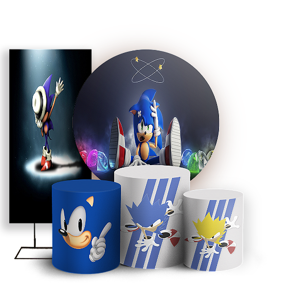 KIT Redondo Trio e Faixa - Sonic - Sublimado 3D