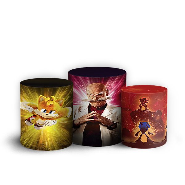 Capas Trio Cilindro Sublimado Vest Facil - Sonic Shadow