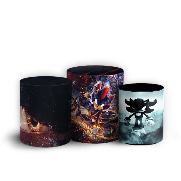 Capas Trio Cilindro Sublimado Vest Facil - Sonic Shadow