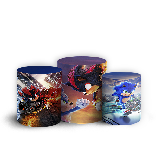 Capas Trio Cilindro Sublimado Vest Facil - Sonic Shadow