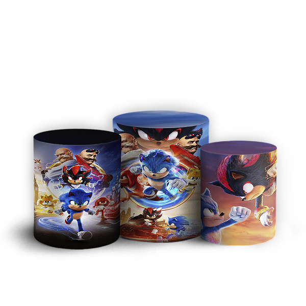 Capas Trio Cilindro Sublimado Vest Facil - Sonic Shadow