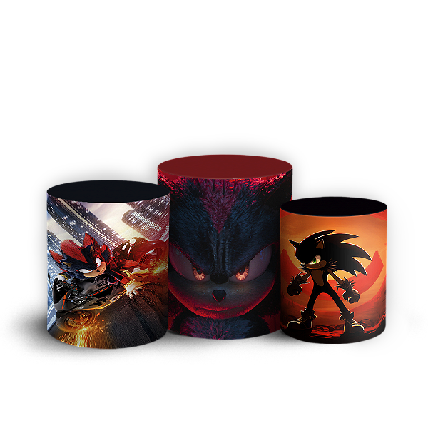 Capas Trio Cilindro Sublimado Vest Facil - Sonic Shadow