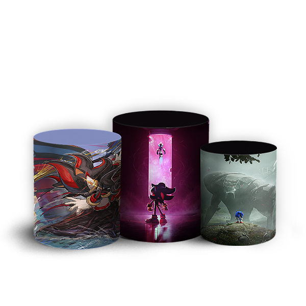 Capas Trio Cilindro Sublimado Vest Facil - Sonic Shadow