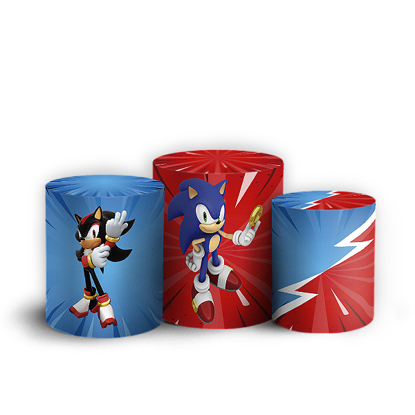Capas Trio Cilindro Sublimado Vest Facil - Sonic Shadow