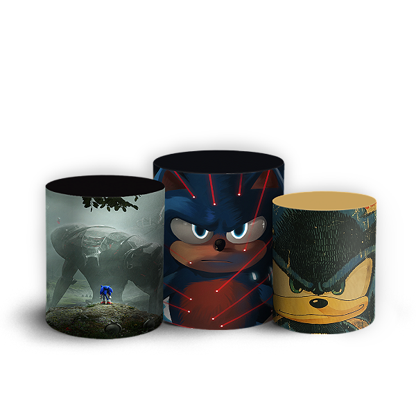 Capas Trio Cilindro Sublimado Vest Facil - Sonic