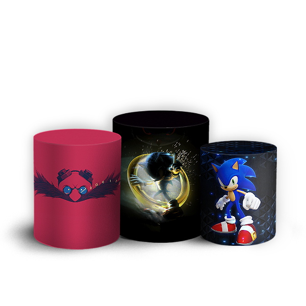 Capas Trio Cilindro Sublimado Vest Facil - Sonic