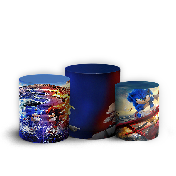 Capas Trio Cilindro Sublimado Vest Facil - Sonic