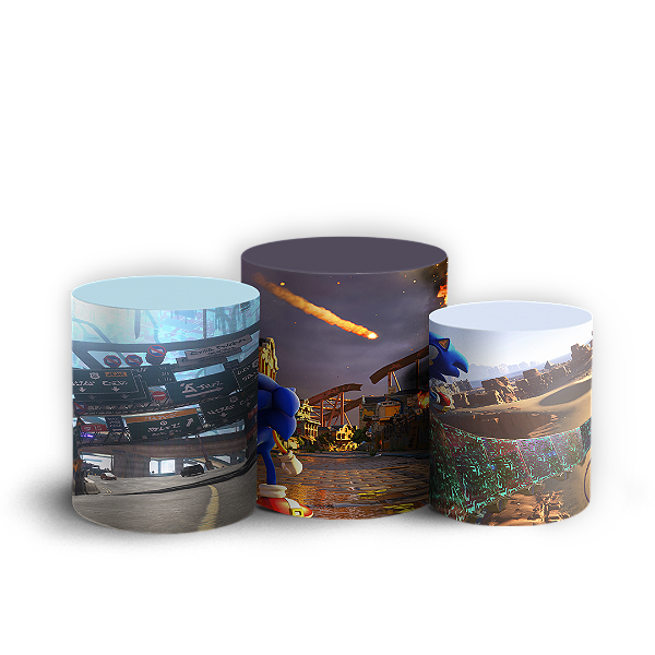 Capas Trio Cilindro Sublimado Vest Facil - Sonic