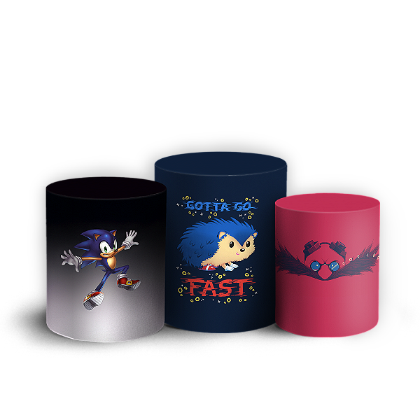 Capas Trio Cilindro Sublimado Vest Facil - Sonic