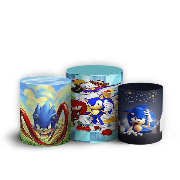 Capas Trio Cilindro Sublimado Vest Facil - Sonic