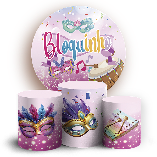 Capas Painel Redondo e Trio Cilindro Sublimado - Carnaval