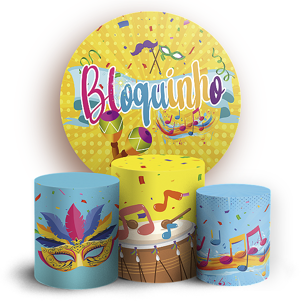 Capas Painel Redondo e Trio Cilindro Sublimado - Carnaval