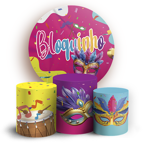 Capas Painel Redondo e Trio Cilindro Sublimado - Carnaval