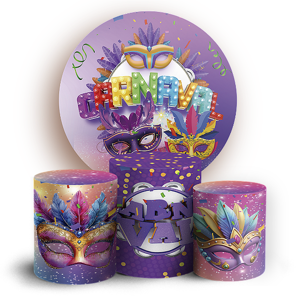 Capas Painel Redondo e Trio Cilindro Sublimado - Carnaval
