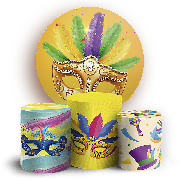 Capas Painel Redondo e Trio Cilindro Sublimado - Carnaval