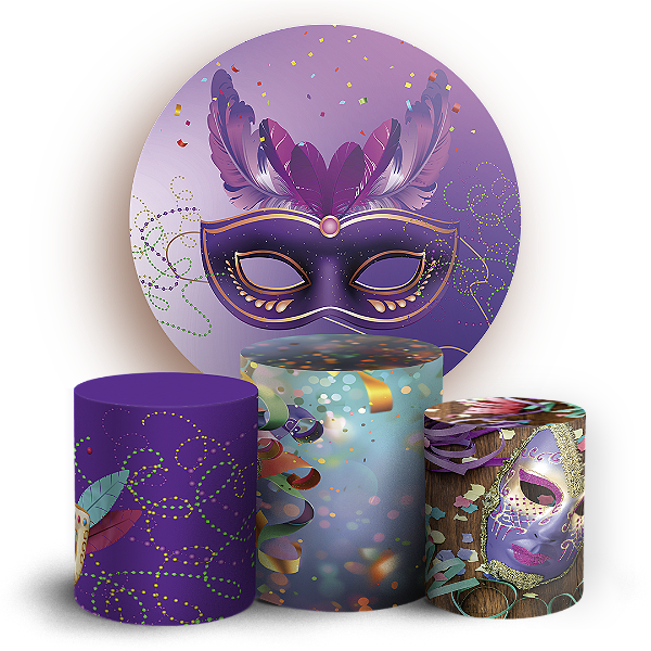 Capas Painel Redondo e Trio Cilindro Sublimado - Carnaval