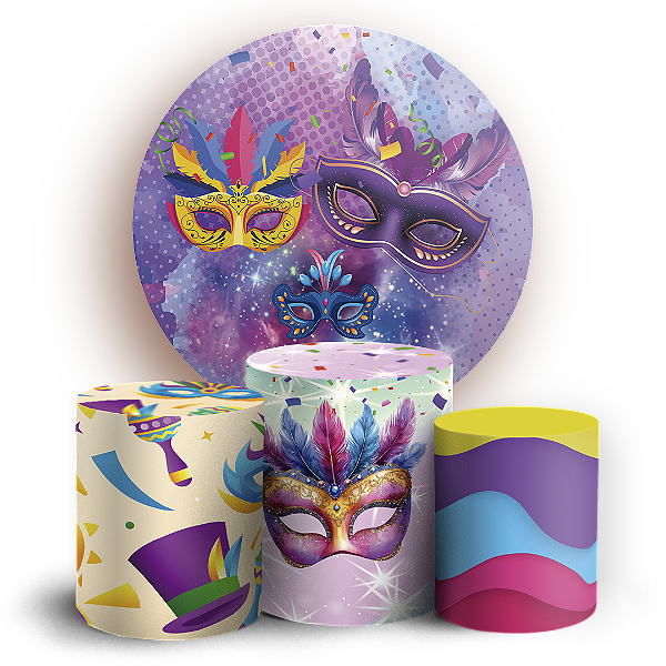 Capas Painel Redondo e Trio Cilindro Sublimado - Carnaval