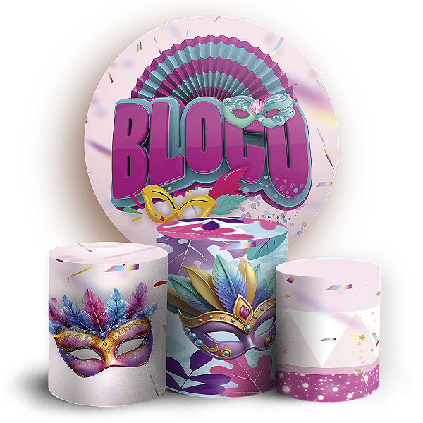Capas Painel Redondo e Trio Cilindro Sublimado - Carnaval