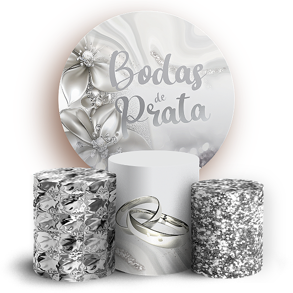 KIT Redondo e Trio - Bodas De Prata - Sublimado 3D