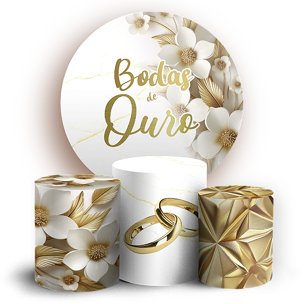 KIT Redondo e Trio - Bodas De Ouro - Sublimado 3D