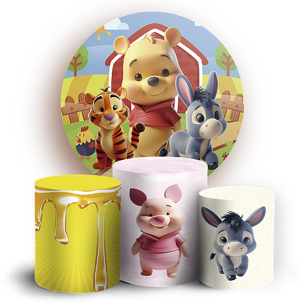KIT Redondo e Trio - Ursinho Pooh - Sublimado 3D