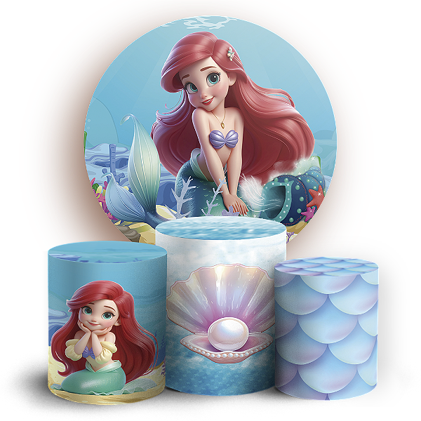 KIT Redondo e Trio - Princesa Ariel - Sublimado 3D