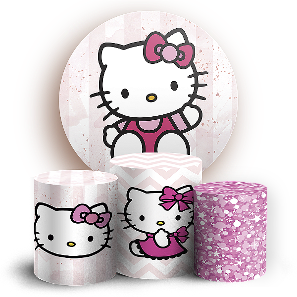 Capas Painel Redondo e Trio Cilindro Sublimado - Hello Kitty
