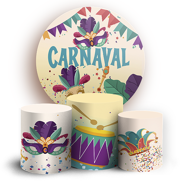 Capas Painel Redondo e Trio Cilindro Sublimado - Carnaval