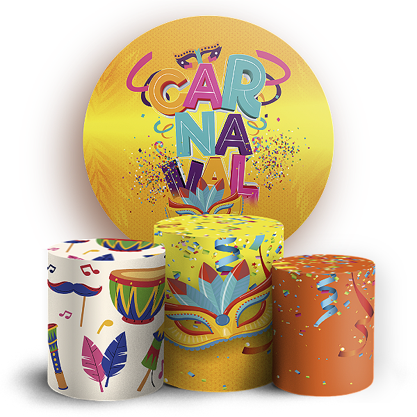 Capas Painel Redondo e Trio Cilindro Sublimado - Carnaval