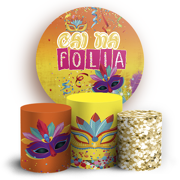 Capas Painel Redondo e Trio Cilindro Sublimado - Carnaval